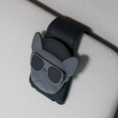 Car Glasses Clip/Bill Clip — Sunglasses and Card Holder - gray-sunglasses-dog-style-b-black-u-shaped-eyeglass-clip