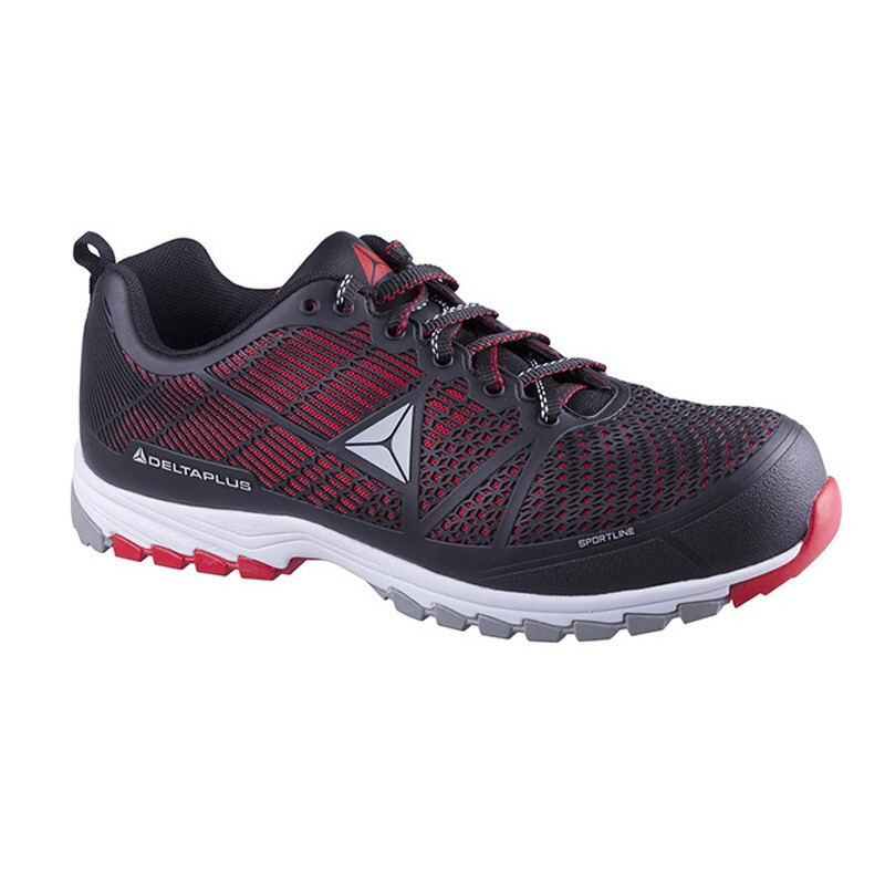 Delta 301301 zapatos de seguridad anti-golpe anti-perforación resistente a 300 °C calentamiento anti-deslizante zapatos de protección contra el trabajo negro y rojo 1 par