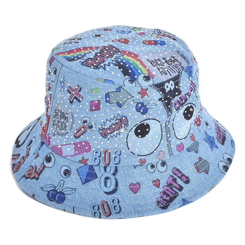 Impreso graffiti sombrero femenino verano protección solar UV pescador sombrero cara cubierta sol sombrero grande
