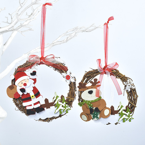 New Christmas Series Cross-Border Wicker Pendant Christmas Circle Wicker Ornament Closet Door Window Decoration wreath