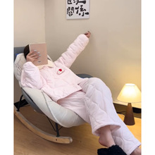 甜美可爱珊瑚绒夹棉睡衣女冬季新款大码加厚保暖家居服套装可外穿