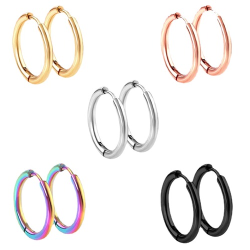 European and American titanium steel non-fading earrings for women summer simple stainless steel personalized versatile earrings cold style internet celebrity earrings