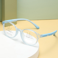 新款時尚圓框硅膠兒童鏡架 TR90男女通用超輕防藍光平光眼鏡批發