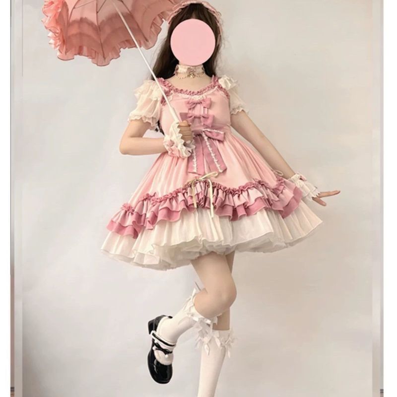 ピンクのかわいいロリータフラワーウェディング優しいドレスロリータソフトガールプリンセススタイルプリンセスドレス東南アジア|undefined