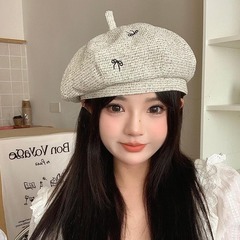 贝雷帽女春夏新款大头围显脸小韩系南瓜画家帽秋冬时尚甜美八角帽