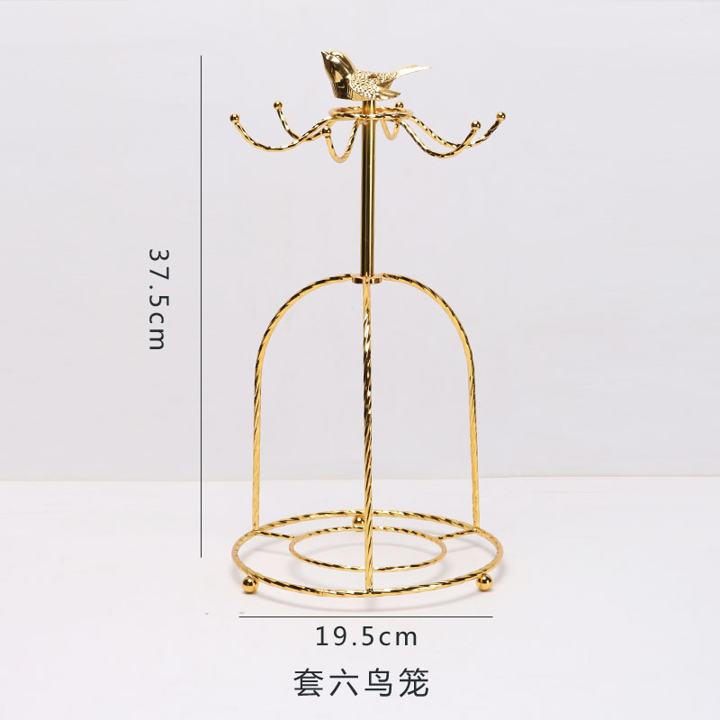 Seis tazas platillo taza de café estante taza de cerámica oro creativo estante de hierro tallado encaje rack de almacenamiento fabricante europeo