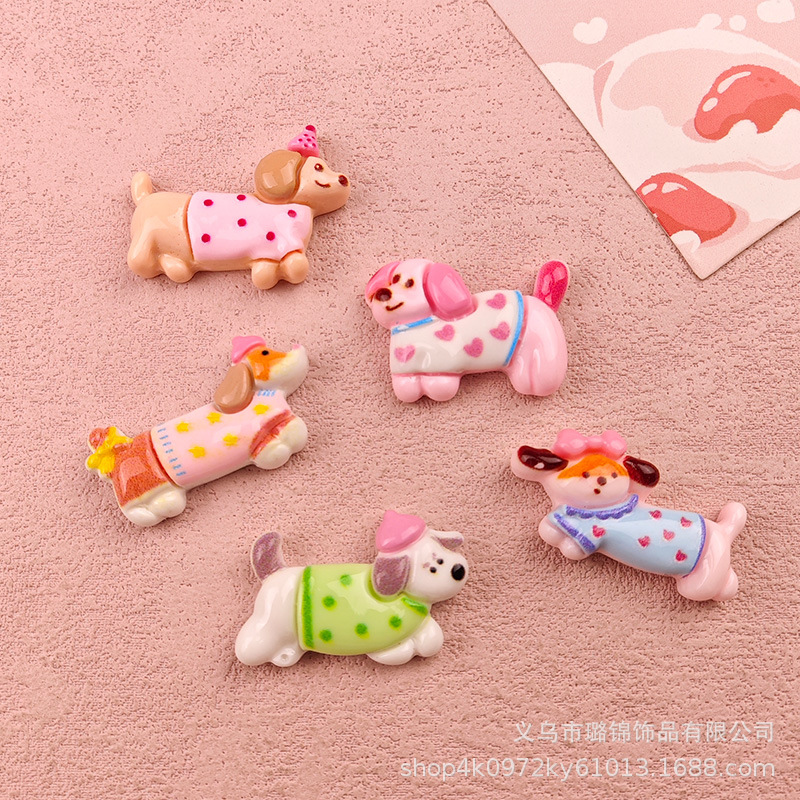 DIY 수지 쥬얼리 액세서리 만화 닥스훈트 강아지 크림 접착제 수제 머리핀 휴대 전화 케이스 신발 버클 액세서리