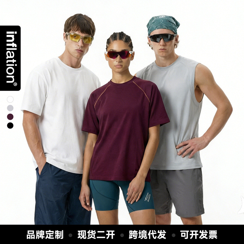 Jie Zhan Men's Clothing | 220g Fruit Elastic Sports Top Series Spring/Summer New Cross-Border European and American Sleeveless Short Sleeve T-Shirt. Jie Zhan Men's Clothing | 220g Fruit Elastic Sports Top Series Spring/Summer New Cross-Border European and American Sleeveless Short Sleeve T-Shirt.