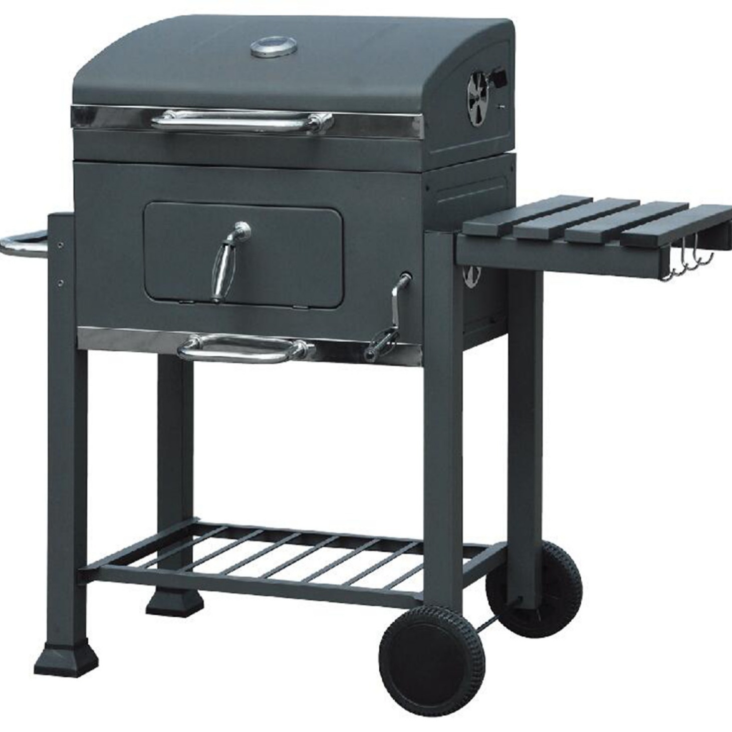 Carro del fabricante estufa de barbacoa estufa de caja cuadrada grande con placa de mesa auxiliar Parrilla de barbacoa con ruedas tire de la estufa de barbacoa