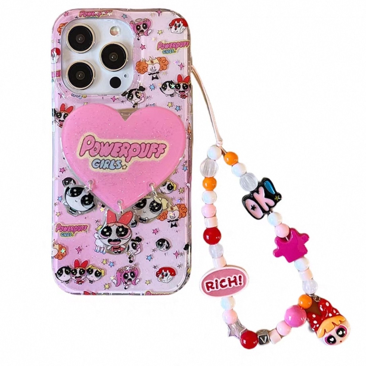 Niña de dibujos animados brillo niña apta iphone16ProMax soporte 15 funda para teléfono móvil Apple 14 cadena 13