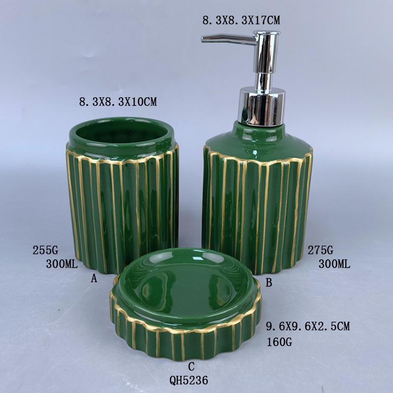 Traje de baño en forma de concha europeo y americano transfronterizo creativo cerámica Concha baño conjunto cuarto de baño conjunto de cuatro piezas