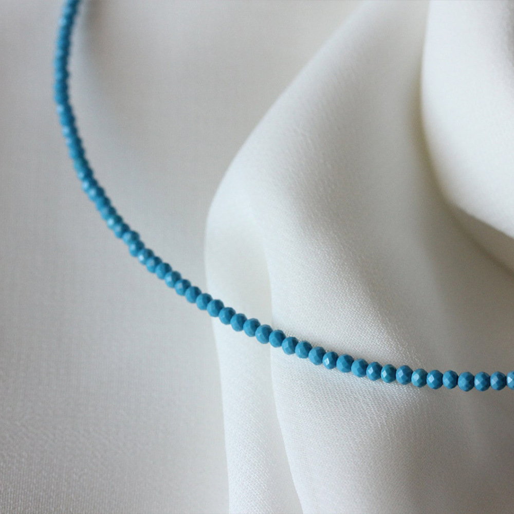 Fashion Round natural stone Titanium Steel Beaded Necklace 1 Piece