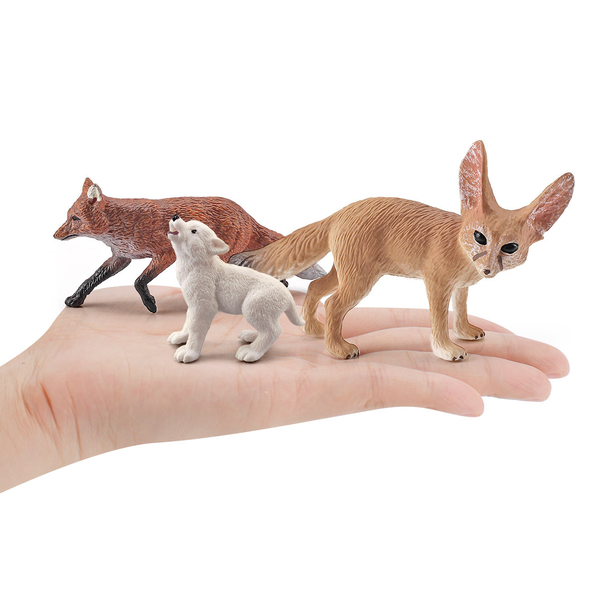 Simulación bosque modelo animal aurícula estática zorro blanco joven Lobo Cerda decoración de escritorio juguetes cognitivos exportación transfronteriza