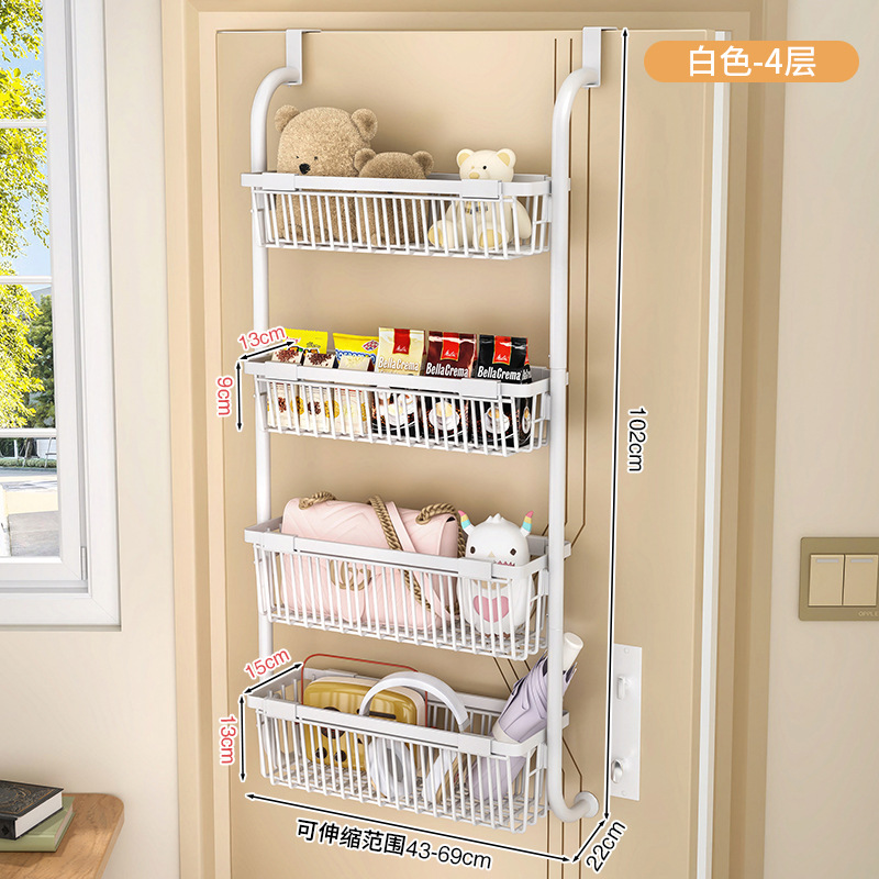 穴を開けないドアの後ろの円管の大きさはかごの棚の多層の収納棚の浴室のドアの後ろの棚の多機能を掛けて整理します。