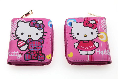 Cute KT Cat Cartoon Coin Purse Cartoon Kitty K T Cat Short Zipper Coin Purse Storage Bag