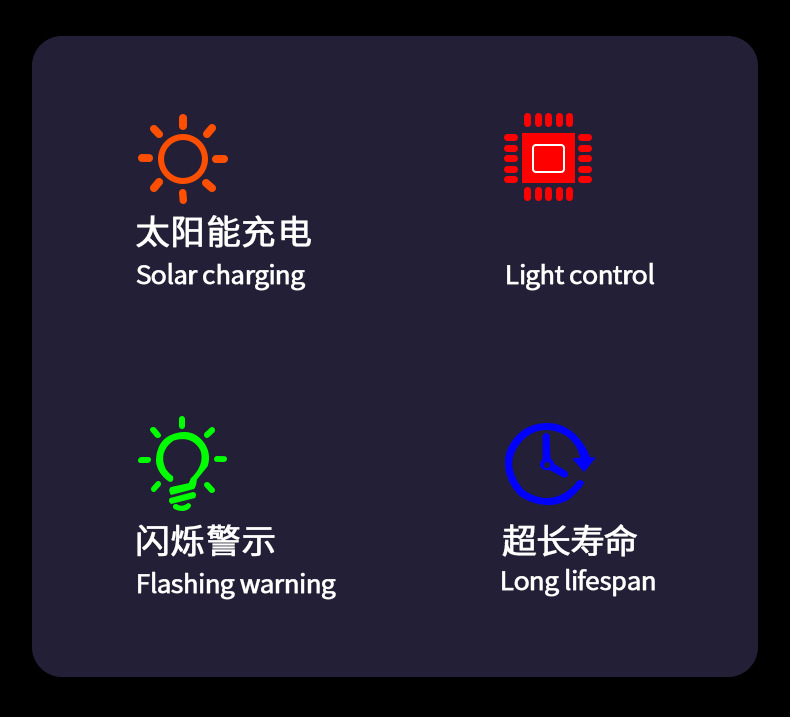 Truck car rear-end collision prevention solar warning flash light LED strong light round strong magnetic wiring-free width indicator light
