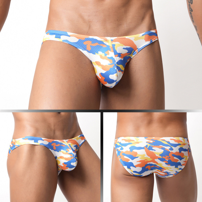 Japanese and Korean Style Student Youth Men's Sexy Low-Waist Underwear Cross-Border Trade Cartoon Print Camouflage Briefs E119