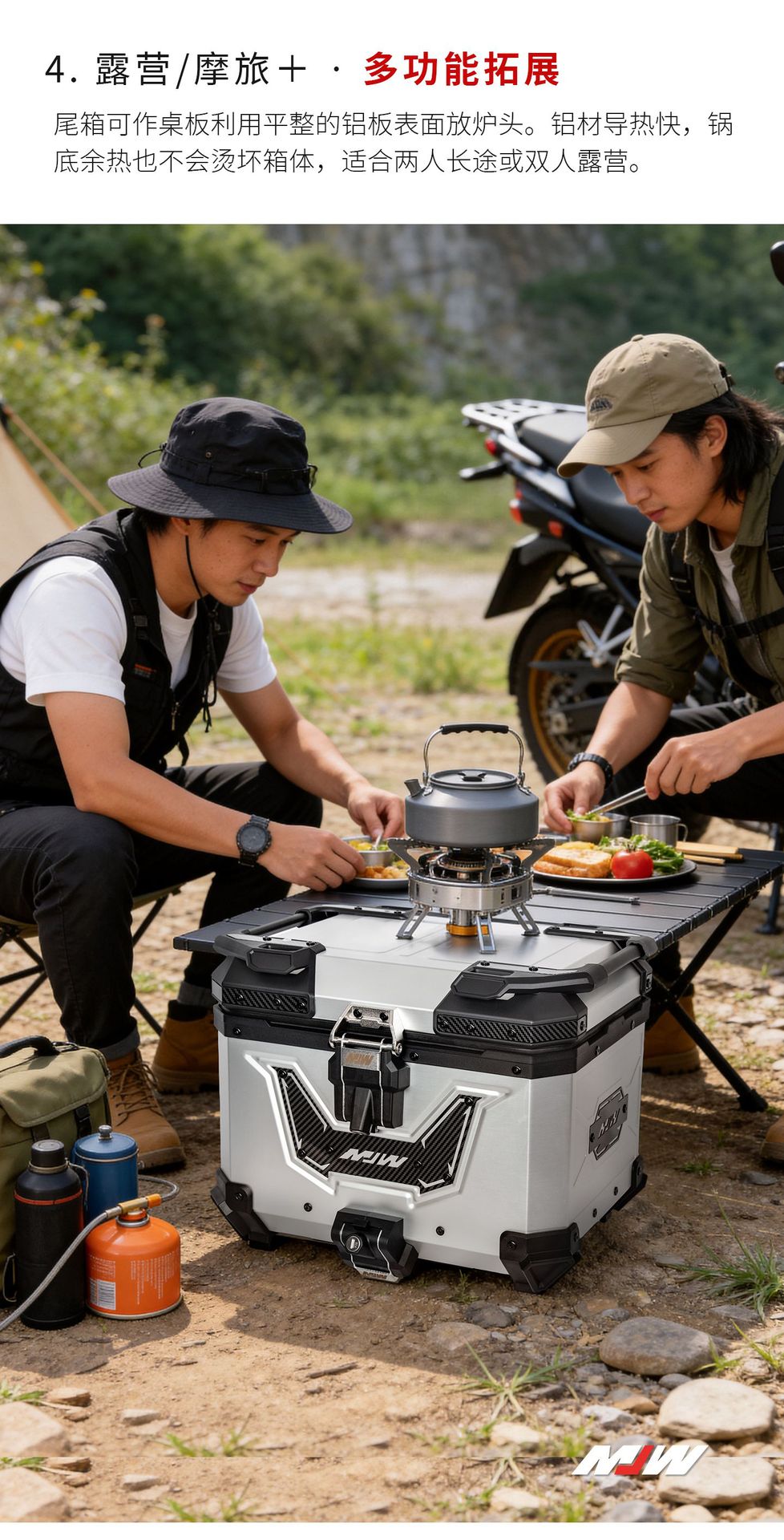 New MJW anodized silver BM lock 45L55L quick-release motorcycle aluminum alloy tail box waterproof storage box