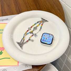 适用于苹果彩虹糖串珠表带apple  watchs10/9/8/SE/7/6/5/4/3/2/1