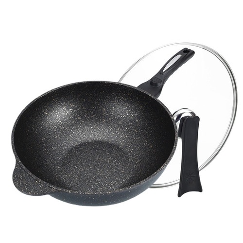 Medical stone non-stick pot household cooking pot flat-bottomed frying pan oil-free Korean induction cooker gas non-stick wok