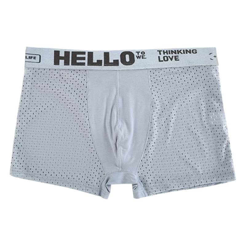 Ropa interior de los hombres delgados verano malla sexy ropa interior de malla transparente transpirable seda de hielo juventud boxeadores shorts cabeza