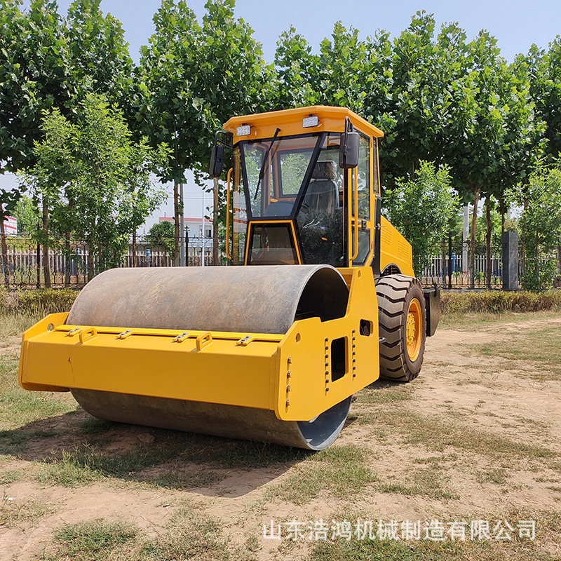 座驾式压路机单缸轮10T前钢轮后脚轮压道机 工程10吨碾压机