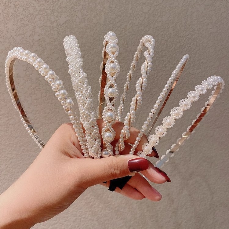 Tiara retrô estilo coreano com pérolas, tiara simples para adultos, tiara de fada para sair, acessório de cabelo versátil, presilha de cabelo.