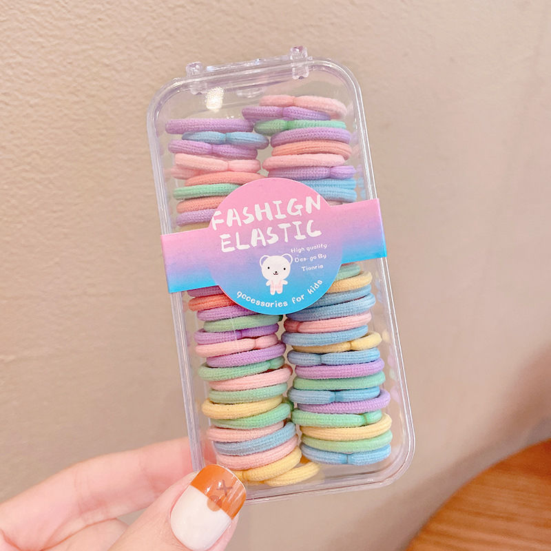 Caja de bebés correa de goma de color no daña el cabello bebé anillo de cabello duradero pequeña cuerda de cabeza de niña correa de goma para niños