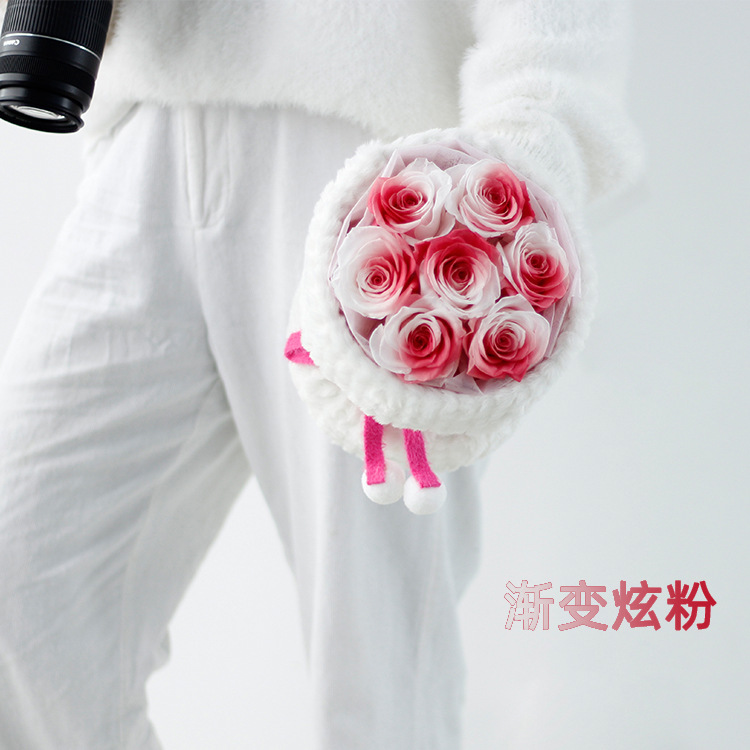 Ramo de rosas, flores secas, Día de la Madre, regalo de cumpleaños para niña, producto terminado, regalo de San Valentín, flor eterna, arte floral en degradado