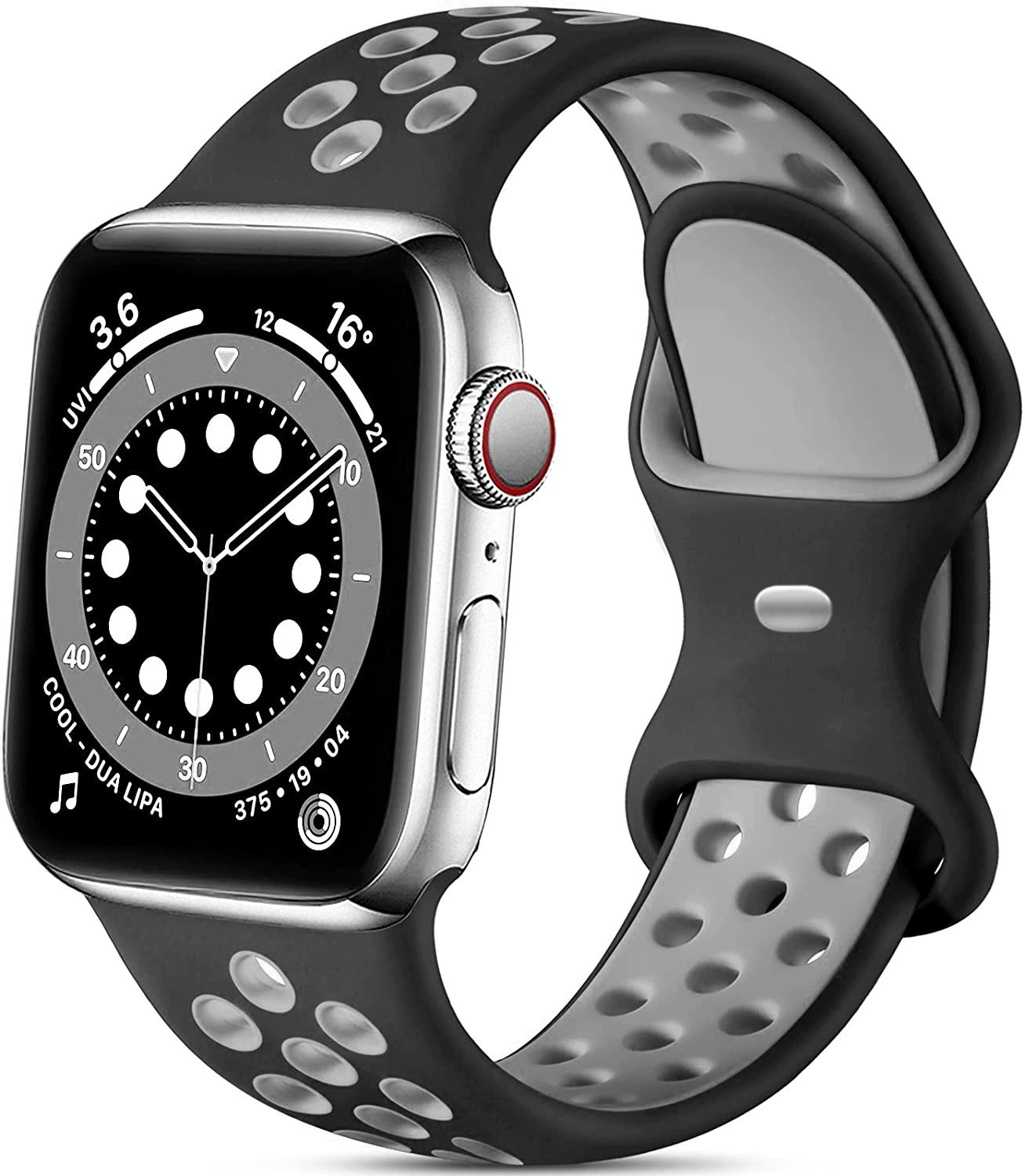Применимый AppleWatch7 Apple двухцветный Nike силиконовый ремешок iWatch8 бабочка пряжка двухцветный дыхательный