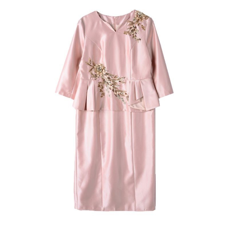 喜姑の披露宴の気質の晩服のワンピース2025春夏の新型の花が咲く音の結婚のお母さんのドレスのスカート|undefined
