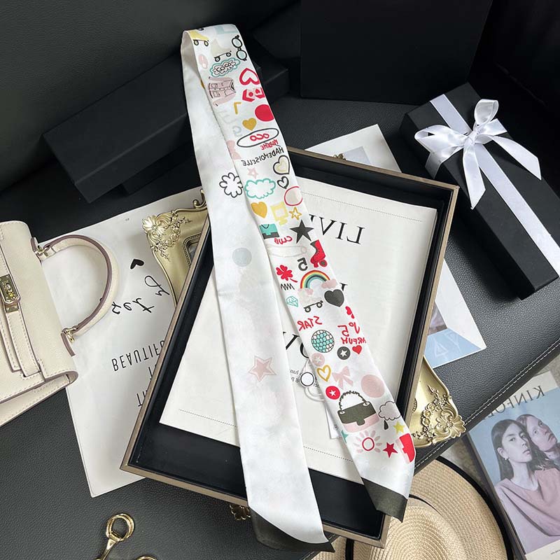 D versión alta 18 mm bufandas de seda cinta cinta delgada correa de pelo larga decoración pequeña bufandas animales de la selva H