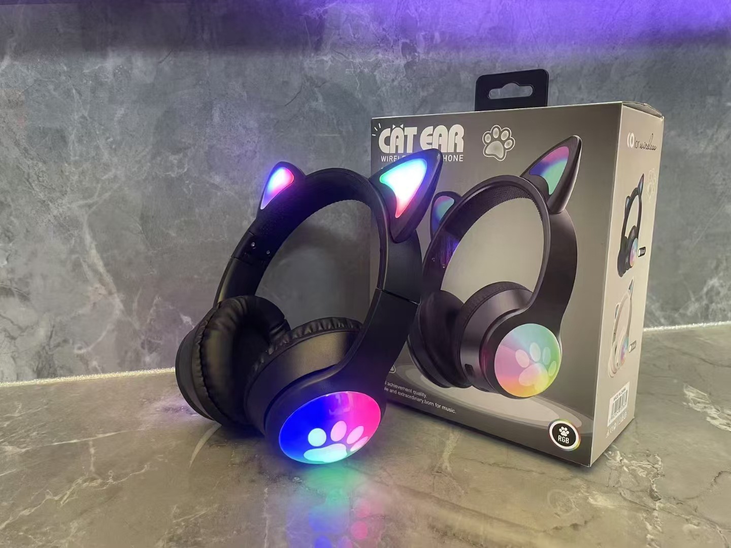 Nuevos dibujos animados transfronterizos RGB iluminados lindos oídos de gato garras de gato auriculares Bluetooth inalámbricos auriculares de juego image 6