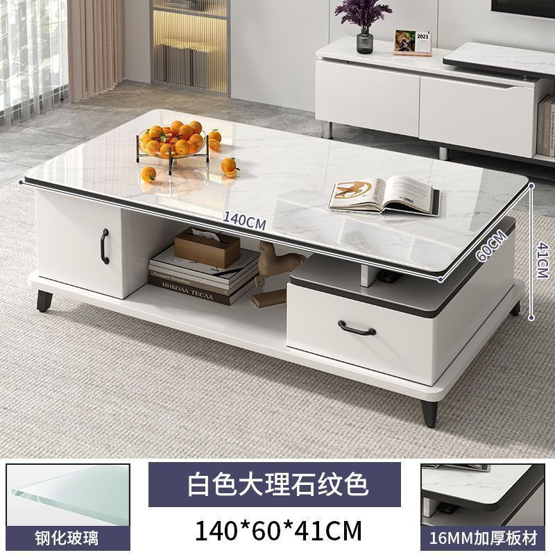 140CM 흰색 대리석 + 서랍 + 사물함 + 유리