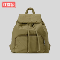 百搭轻便尼龙布双肩包女防泼水大容量背包填充棉书包户外旅游包包
