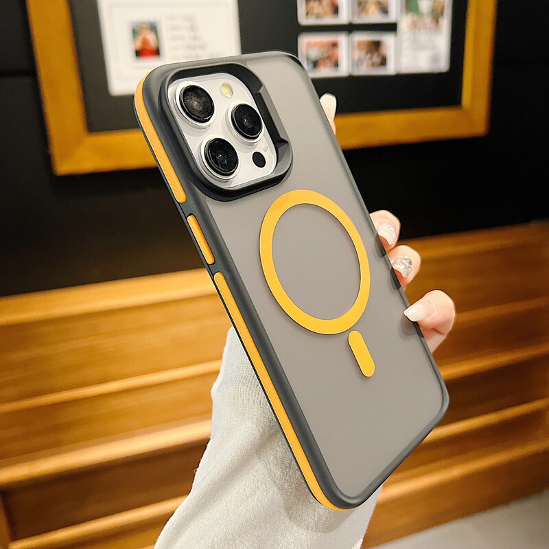 適用アップル16promaxフロスト磁気吸引携帯ケース滑り止め衝突色辺iphone15転倒防止14シース|undefined