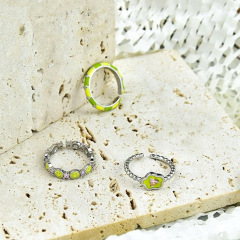 個性潮酷滴釉可愛笑臉開口戒指女ins冷淡風小清新簡約時尚食指環