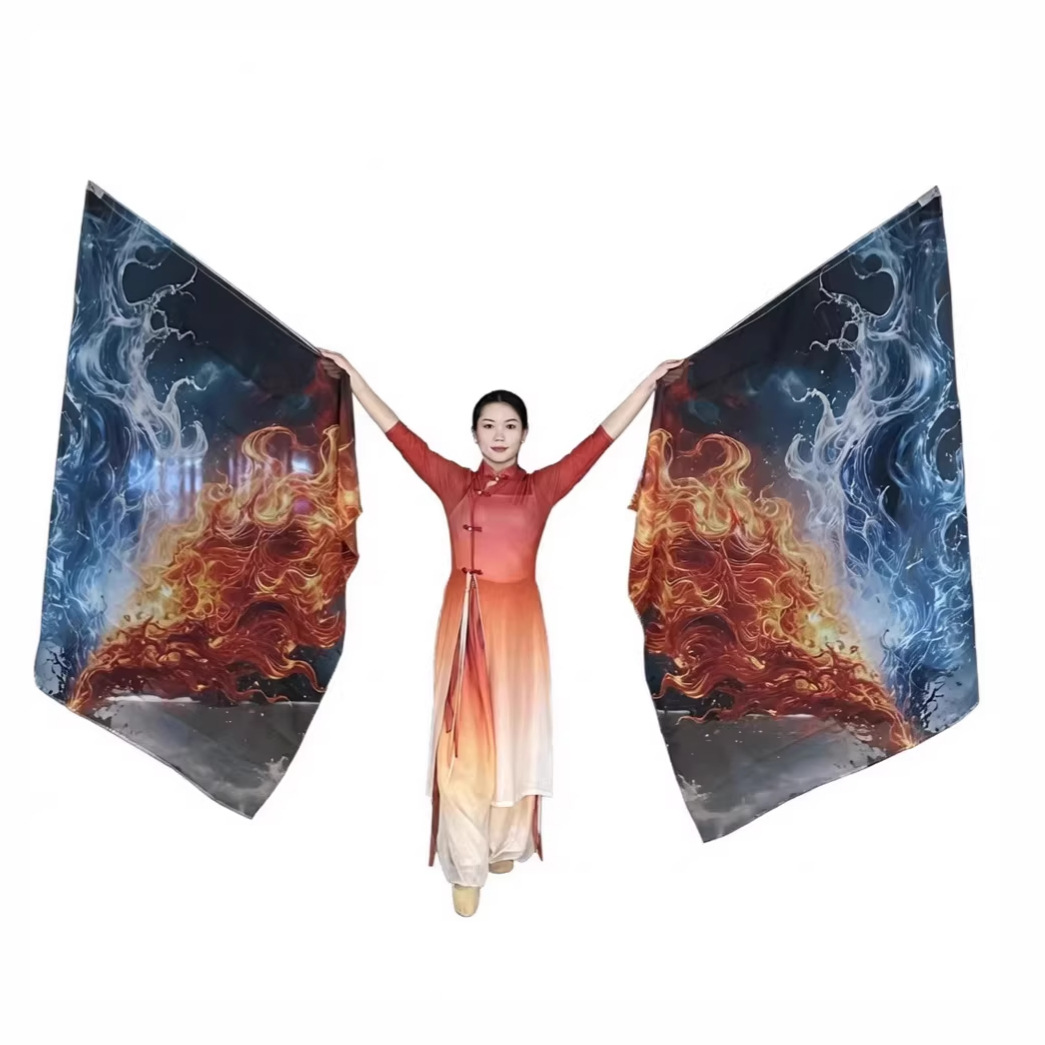 Ice and Fire Praise Flag Stage Costume Performance Worship Flag Belly Dance Oriental Dance Worship Flag Factory Direct Sale