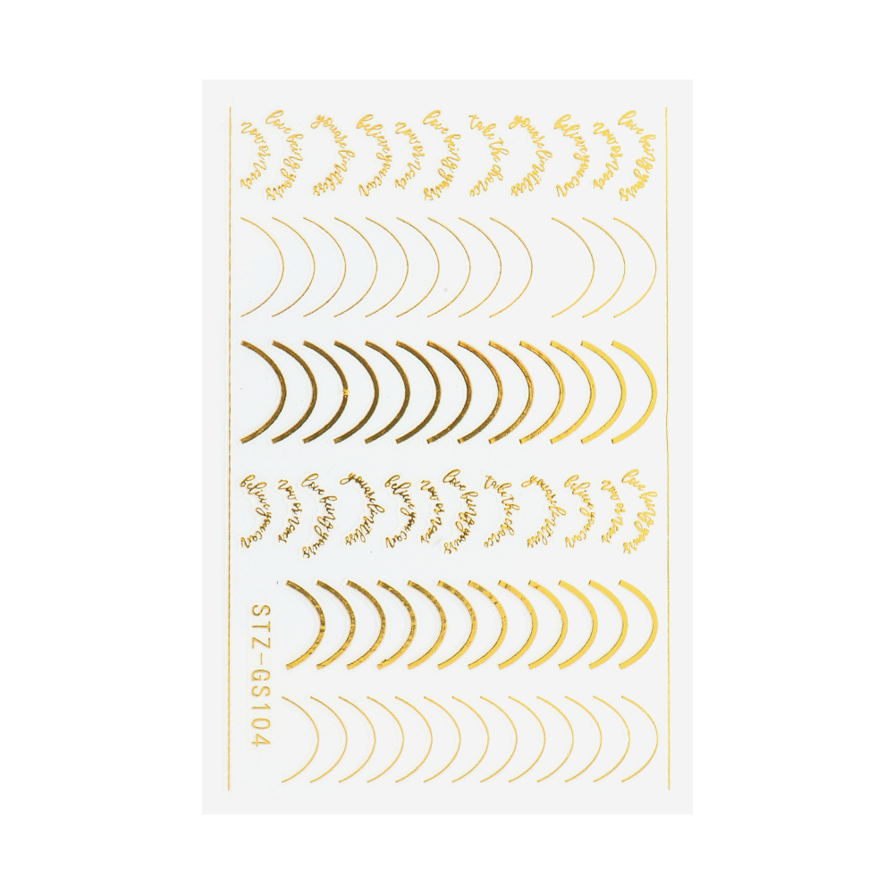 Nuevas pegatinas de uñas transfronterizas pegatinas de oro y plata estilo francés imitación accesorios de metal línea adhesiva pegatinas de uñas