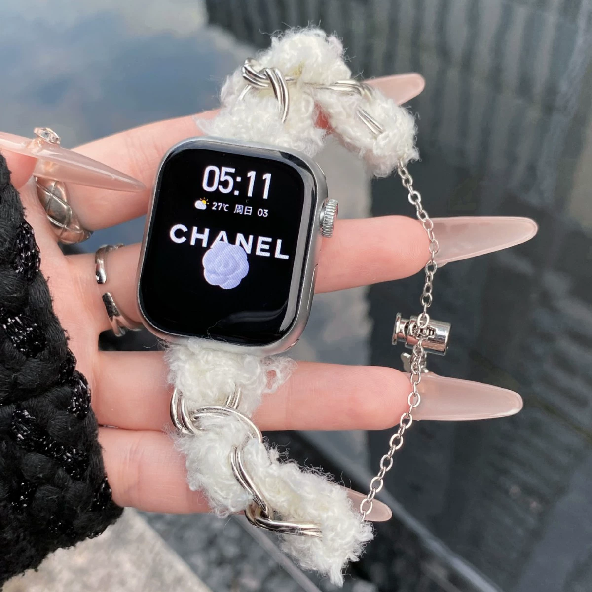 Подходят для браслета Apple Watch Applewatch10 iwatch987654 поколение SE маленький аромат плюш осень и зима
