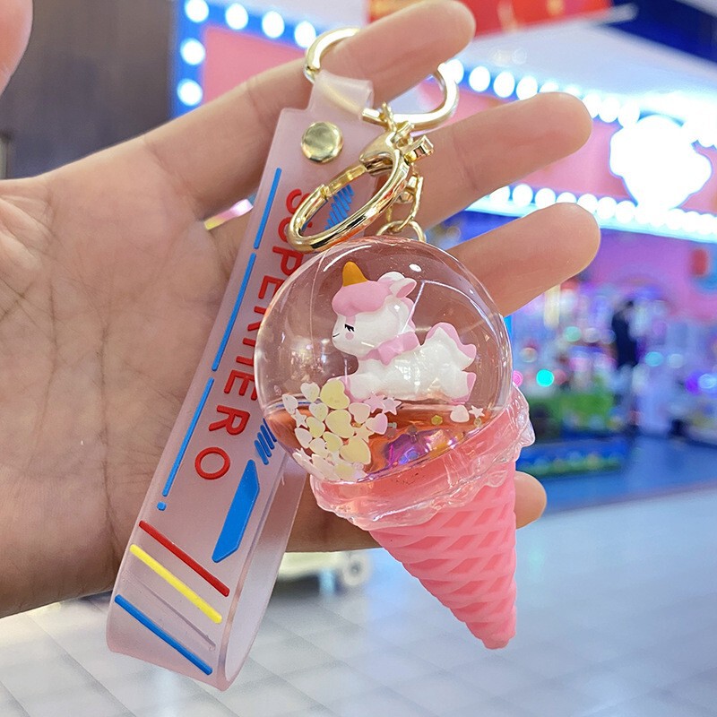 Children's pendant ice cream crystal ball quicksand keychain bag pendant student schoolbag pendant pendant small jewelry