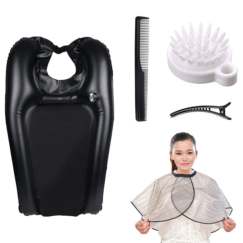 샴푸통 + 숄 + 빗 + 흰색 원형 빗 + 머리핀