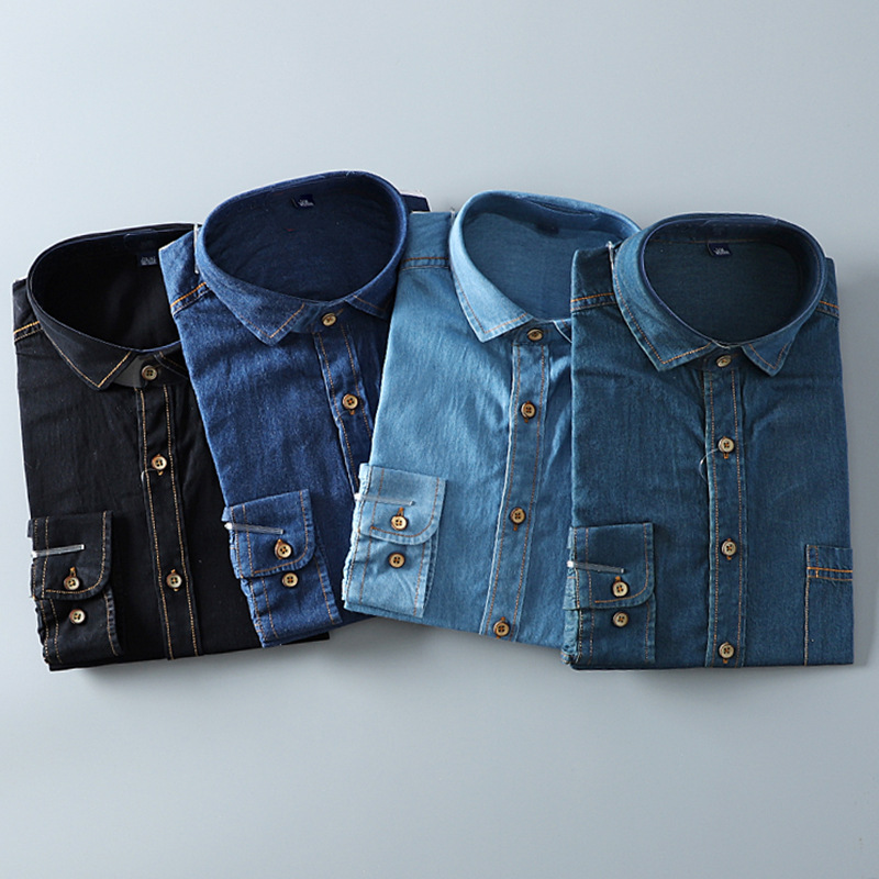Recommend! Denim American Casual! Enzyme Su Wash! 2024 Spring and Autumn New Cotton Long Sleeve Shirt Men's Outerwear