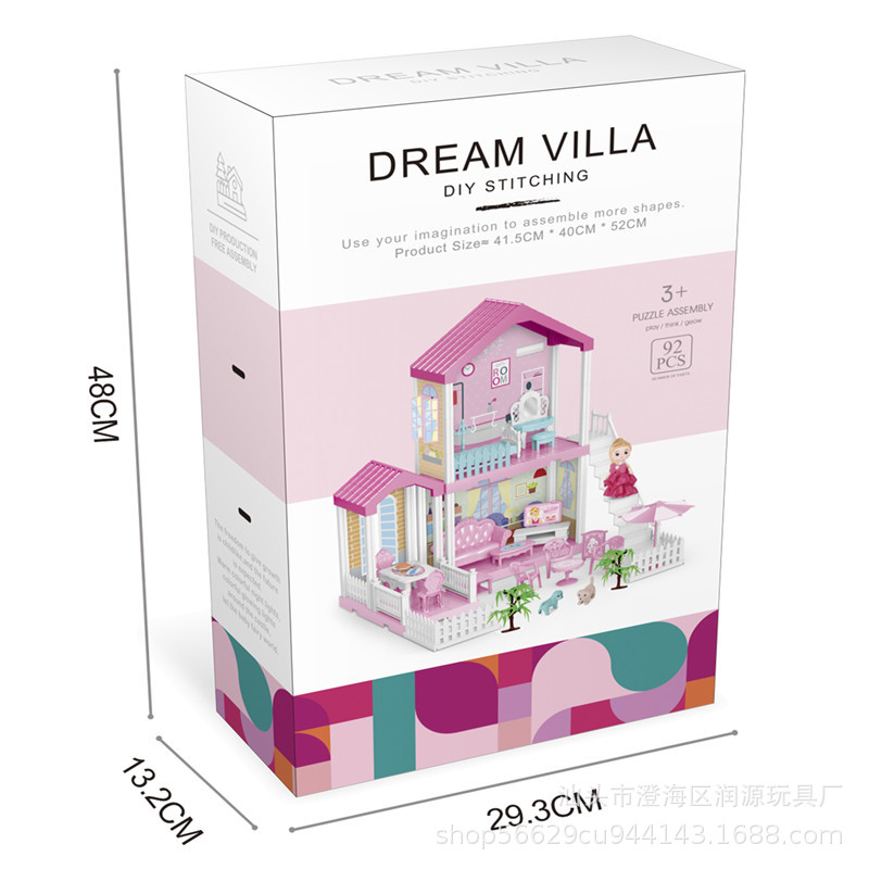 Los niños transfronterizos juegan casa princesa casa de juguete villa traje chica castillo DIY bloques de construcción simulación casa de muñecas