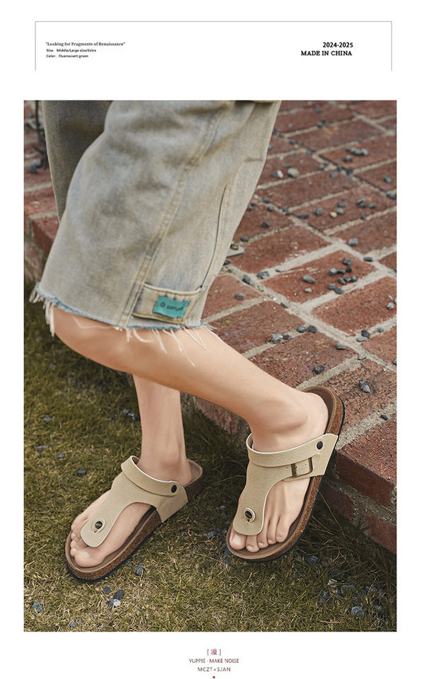 Dép sandal nam quai ngang kẹp chân đế gỗ phong cách Birken, thoáng khí đi biển — Màu đen, Nâu vàng, Trắng be chi tiết 15