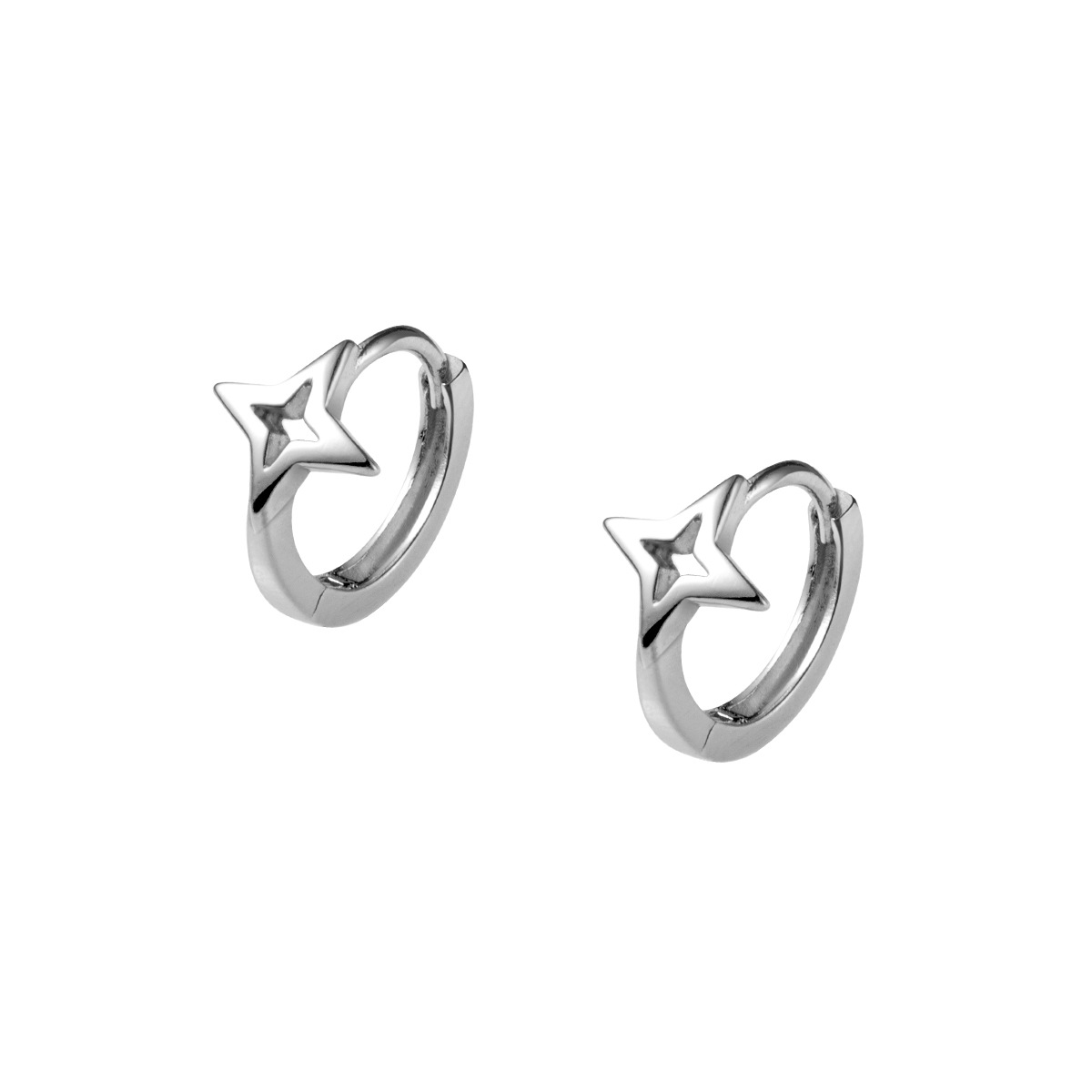 Eloch s925 botón de orejas de plata dulce japonés hueco estrella de cuatro cuadrados personalidad joyería de orejas de moda G9837