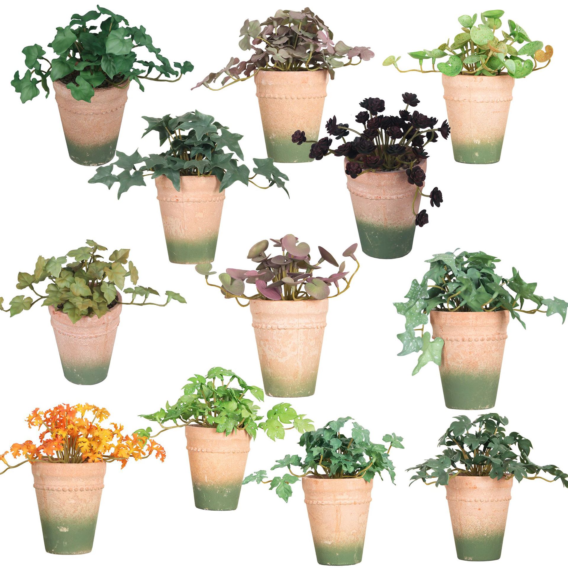 Más de 100 tipos de plantas verdes artificiales de tacto suave pintadas con aerosol y combinaciones de bonsáis de musgo en maceta, plantas artificiales en maceta para exportación, artículos de decoración para el hogar. image 6
