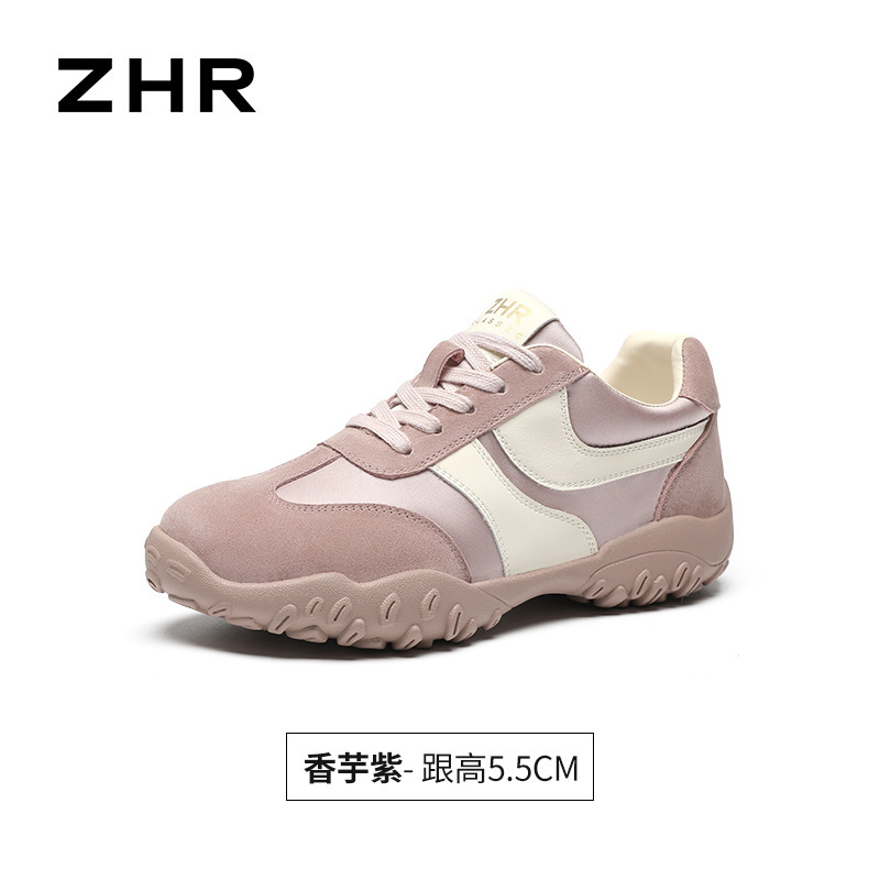 ZHR则则真皮厚底德训鞋女2025秋季新款小个子休闲轻便百搭运动鞋|undefined