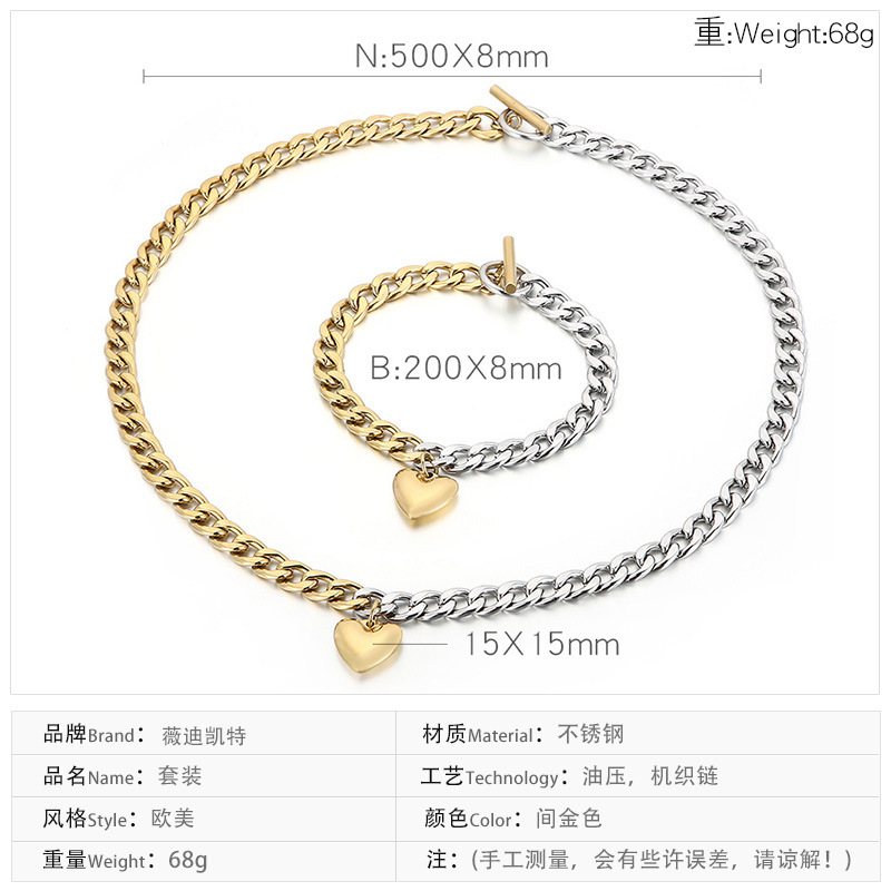 wholesale Europe and America OT buckle heart pendant stainless steel suit wholesale