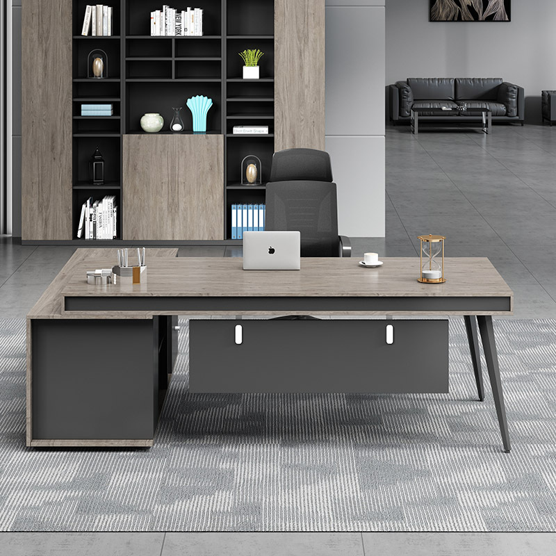 Mesa de oficina, mesa de oficina de un solo supervisor, mesa de jefe, mesa de madera de alta gama, mesa moderna y minimalista